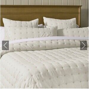 3Piece King Cream Dream Quilt with 2 Dream Shams Tan Embroidery All Season